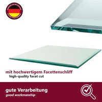 Glasplatte rechteckig aus ESG Sicherheitsglas mit Facettenschliff