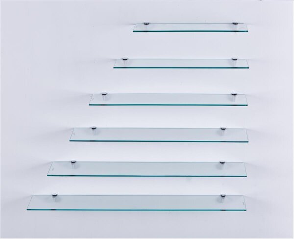 Glasregal 30-100 cm mit Wandhalterung - Klarglas