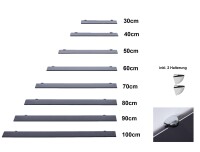 HOOZ Glasregal aus Sicherheitsglas 30-100 cm 13 cm mit Wandhalterung - schwarz