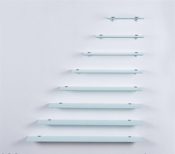 HOOZ Glasregal aus Sicherheitsglas 30-100 cm 13 cm mit Wandhalterung - weiß